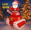 5.91FT Big Inflatable Toy Santa Christmas Tank with LED Lights Festive Gifts Xmas Decoration for Yard Supplies Home Decoration