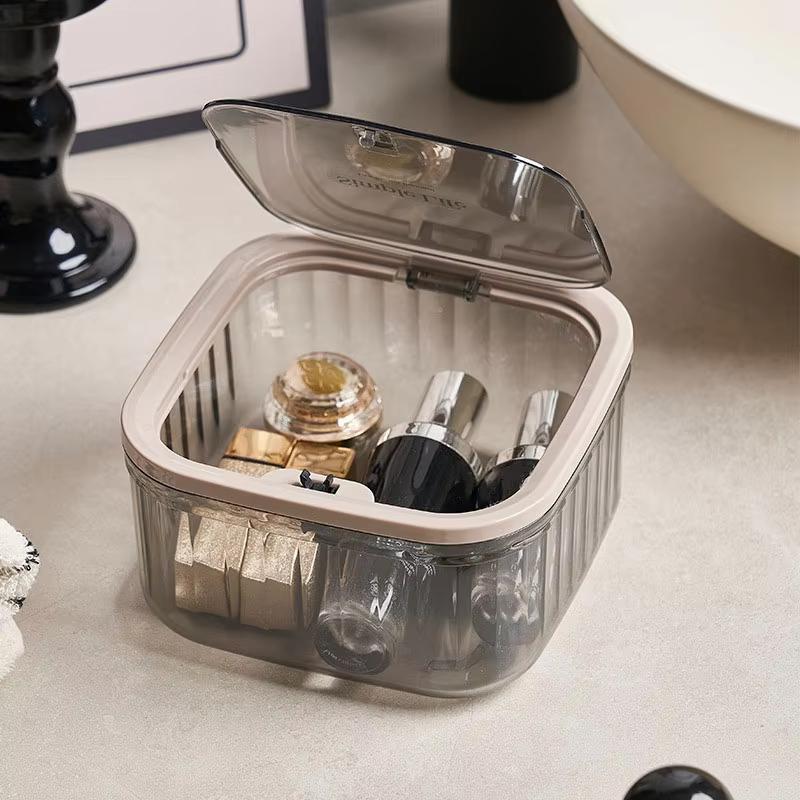 New Mini Desktop Storage Box with Lid Dust Proof Hair Accessories Organizer Makeup Sundries Bucket Holder Case Desktop Trash Can