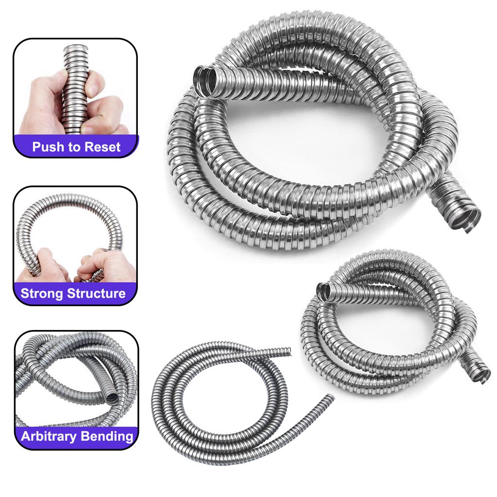 Inner Diameter 4-20mm 304 Stainlesss Steel Corrugated Pipe Wire Line Cable Conduit Protect Hose Tube Length 3 Meter