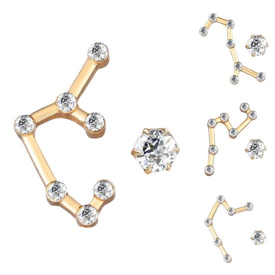 

Креативные 12 созвездий со стразами, очаровательные серьги-гвоздики для женщин, асимметрия, ювелирные изделия