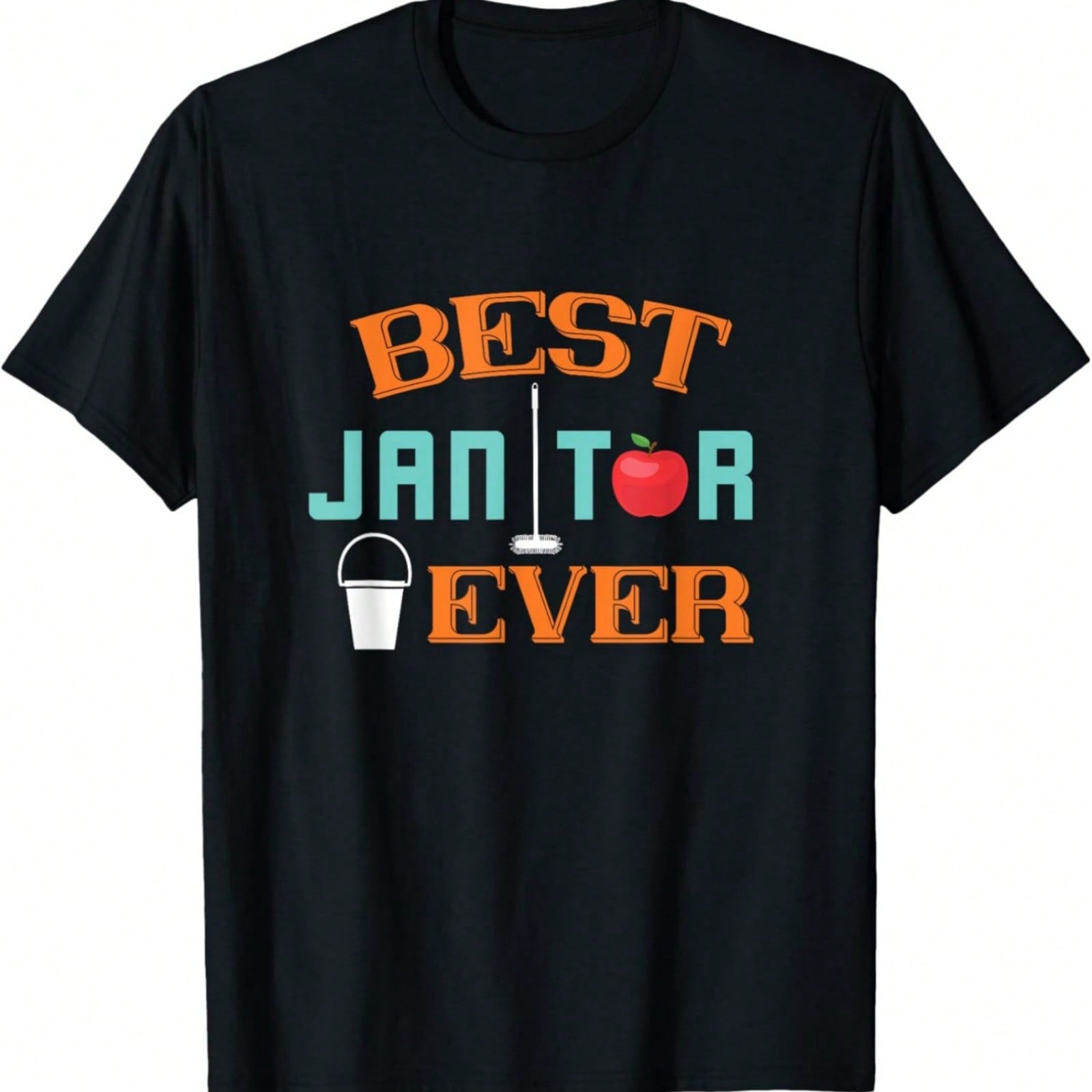 School Custodian Best Janitor Ever Mop Apple Cleaning T-Shirt S разноцветный