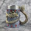Chinese Dragon Beer Mug - Large Capacity, Stainless Steel Liner, Retro Resin Design