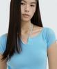 LUCIR ZU Strap Neck Ribbed Knit Top (Sky Blue)
