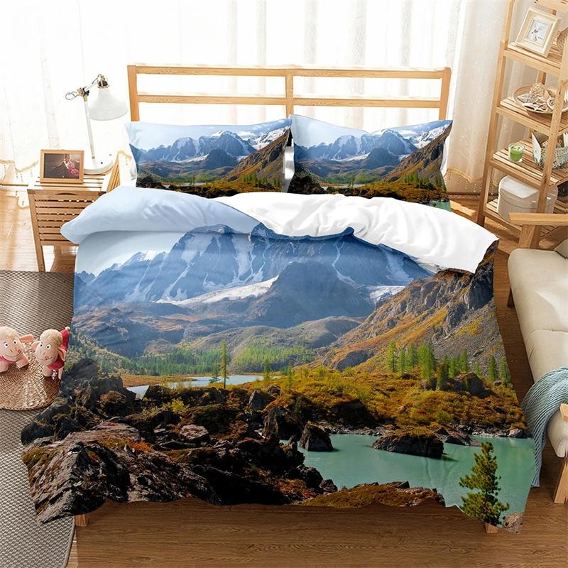 

Пододеяльник «Алтайские горы» King Queen, комплект постельного белья «Природный пейзаж», «Лесной пейзаж», «Озеро», покрывало из полиэстера 70x133cm 2pcs