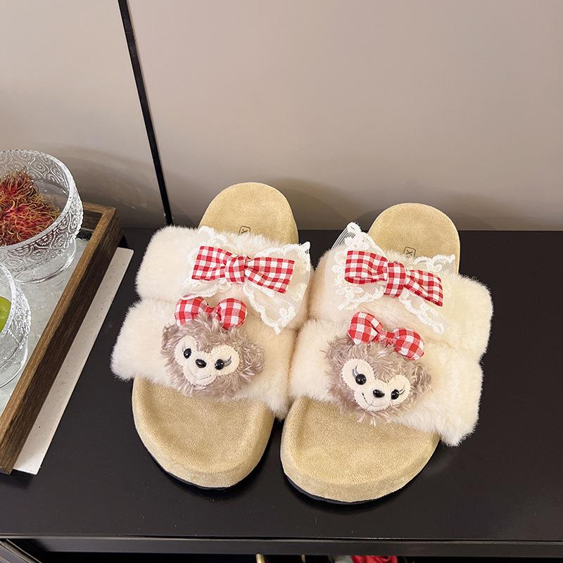 Vielseitige Cartoon-Animation Milch Huhu Mao Baotou Drag Damen Schuhe Herbst und Winter Mode Casual Stil Bequeme Hausschuhe
