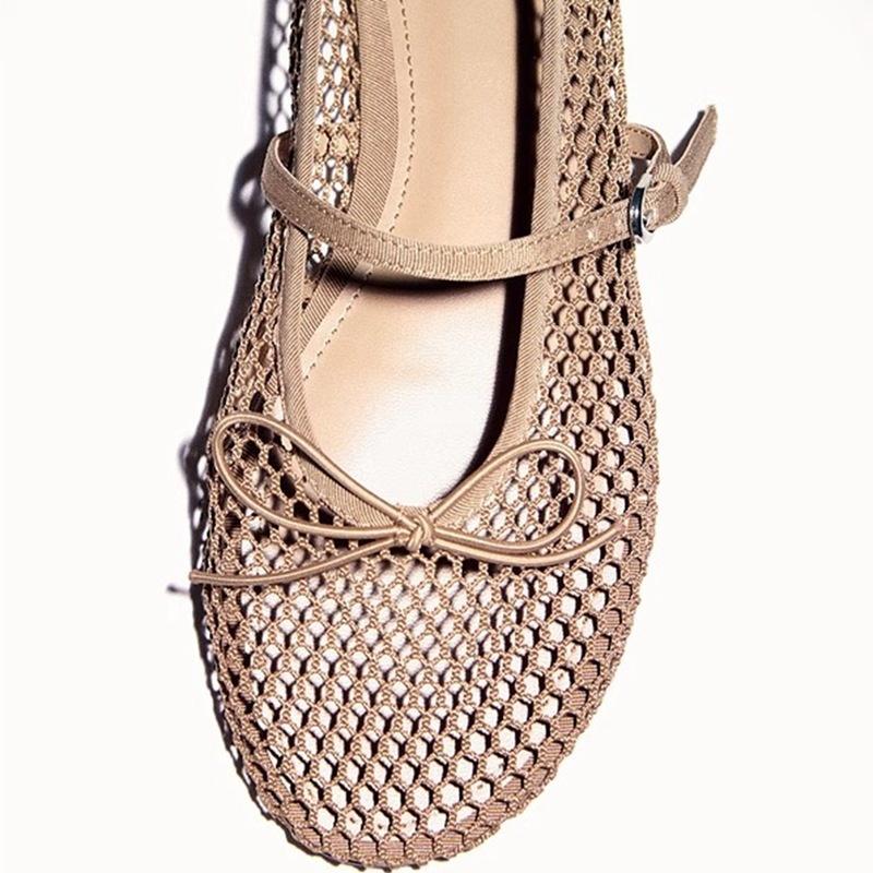 Mesh Summer Ballet Flats Shoes Women Buckle Strap Breathable 2025 New Flats Shoes Ladies Black Mary Janes Footwear Loafers