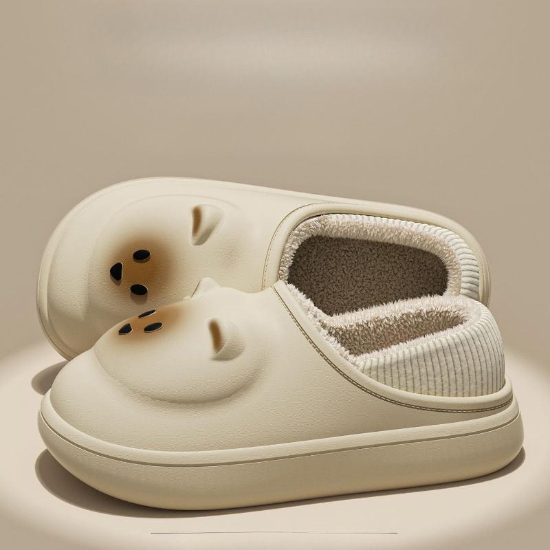 

Милые водонепроницаемые хлопковые тапочки женские новые домашние плюшевые теплые для улицы сумка с хлопковой обувью 40-41 белый