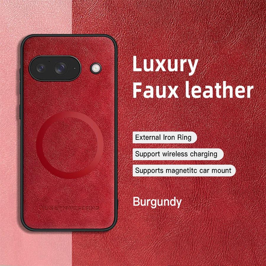 For Google Pixel 9 9A 9 Pro 9 Pro XL  PU Leather Magnetic Ring Soft Edge Anti-Drop Anti-Fingerprint Phone Case