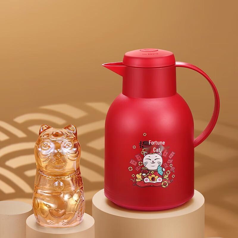 MOM Lucky Cat 1000ml Glass-Lined Thermos Set