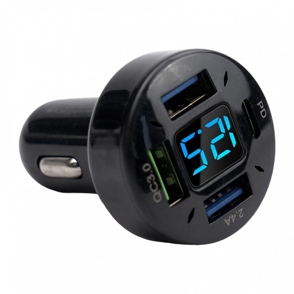 1X Car Charger Voltage Monitoring 4USB Aluminum Alloy+PC