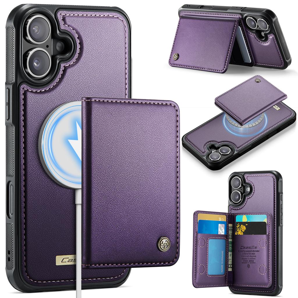 CASEME ME80 Series For iPhone 17 Magnetic Case Leather PC TPU Phone Cover with Detachable Wallet