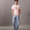 Calvin Klein Ck Jeans Ss24 Casual Letter Overlay Round Neck Short Sleeve T-Shirt Unisex Tops Shell-Pink J320770-TF6