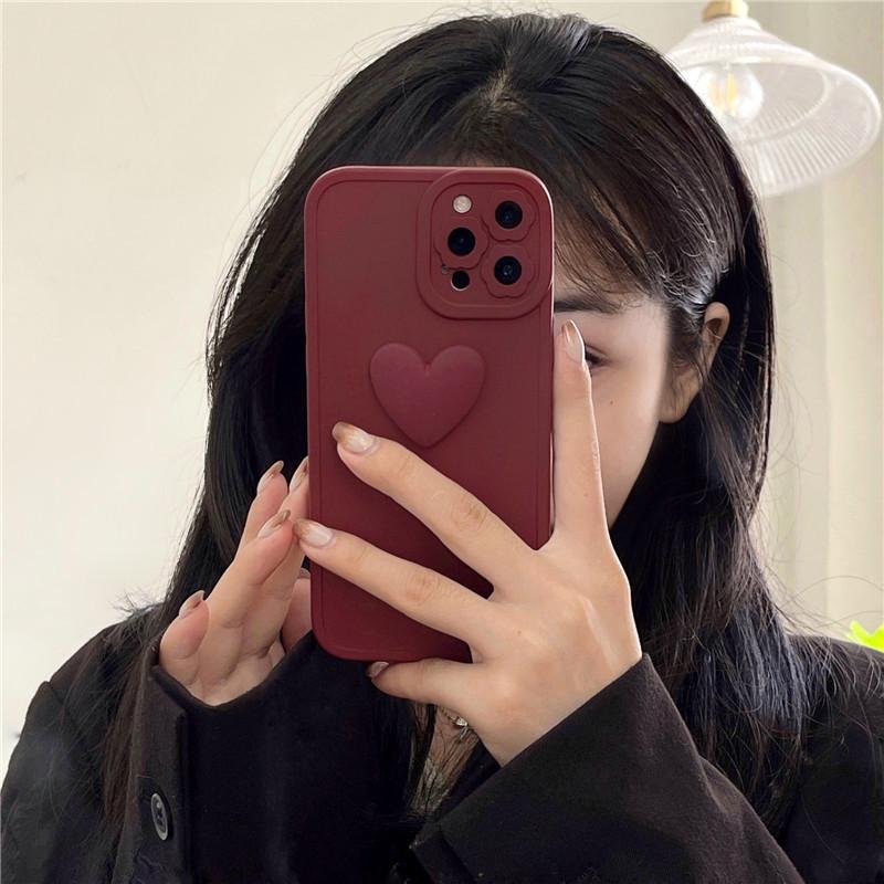 Applicable To IPhone15 Mobile Phone Case Fashion 13 Love Matte 14 Promax Apple 16 Protective Case Solid Color