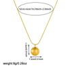 Gold Plated Stainless Steel Herringbone Chain Necklace with Round Dome Pendant for Women