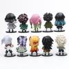 10pcs/set Anime Kamado Tanjirou Q Version Tomioka Giyuu Kyoujurou Sitting Model Muichirou Kanroji Figure Toy