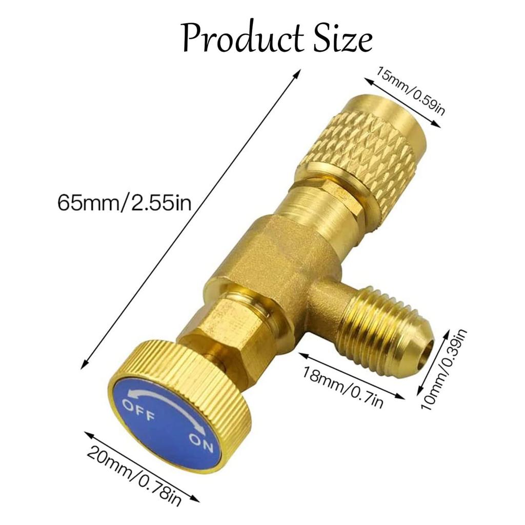 2 Pieces Refrigerant Safety Valves Brass Flow Control Valves Coolant Safety Valves Adapter R22/R410 Connections