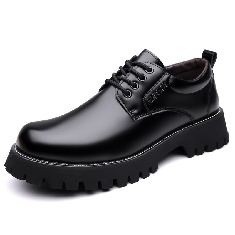 Fashion Casual Business Men's Leather Shoes Minimalist and trendy design styles Outdoor street  Thick soled adult Black classic shoes