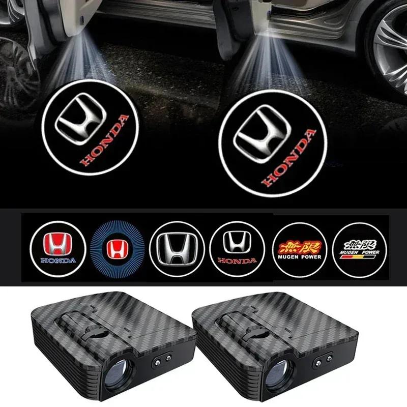 2PCS Car Door Projector Led Welcome Shadow Light for Honda Mugen Jazz Fit Accord CRZ Vezel Civic CRV Insight Crosstour H-RV NSX TP6