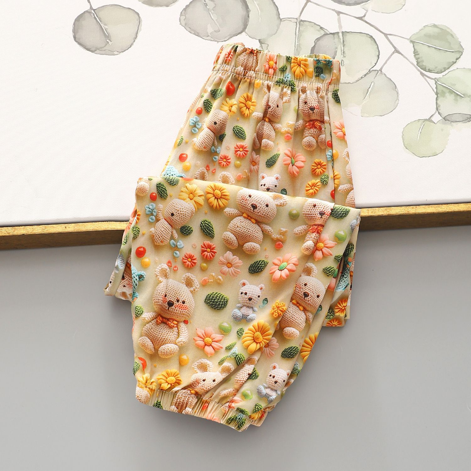 Summer Sweet Girls Flowers Pants Kids Casual Print Retractable Feet Pants Babys Girls Boys Cool Breathable Beach Pants 90