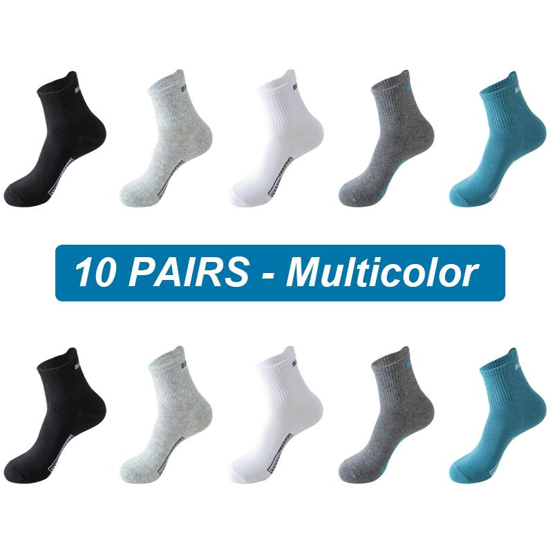 10 pares novos meias masculinas de algodão orgânico respirável meias esportivas casuais atléticas primavera verão para masculino plus size EUR38-45