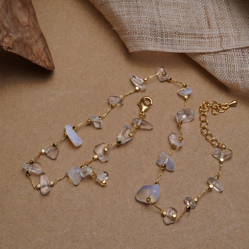 Colored natural stone neck chain necklace cold wind versatile ins wind collarbone chain