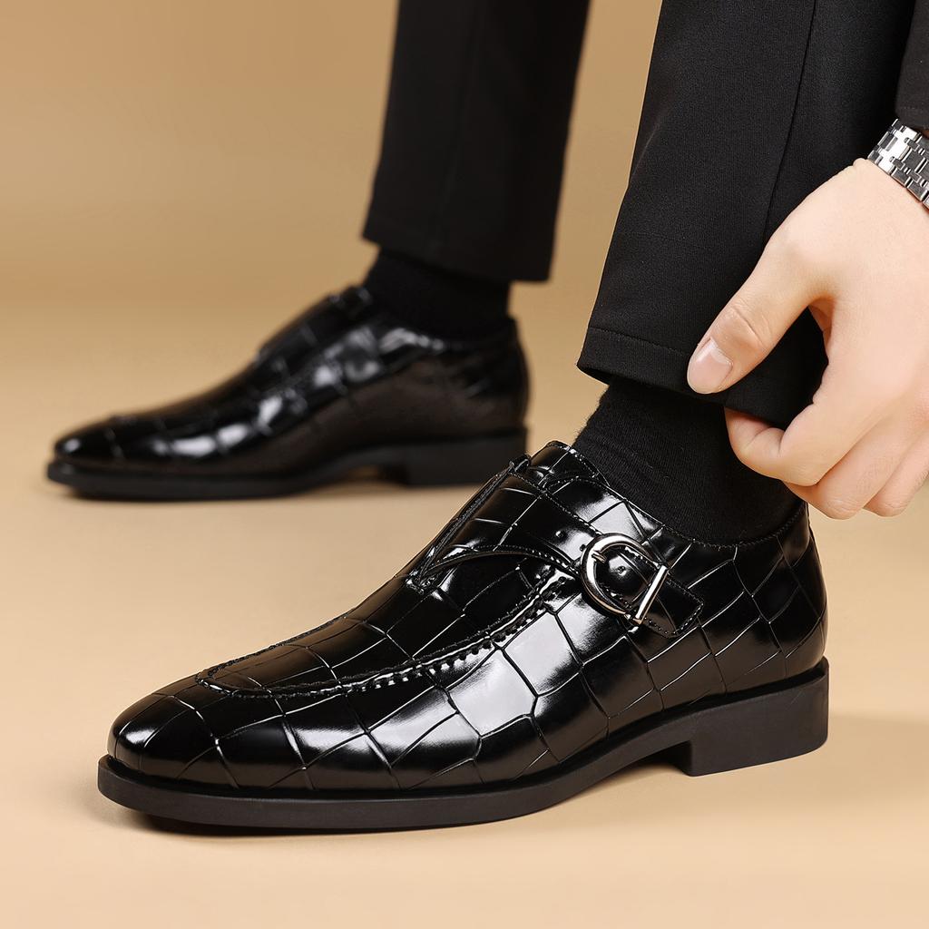 Dress Loafers Shoes for Men Monk Strap Classic Anti-Slip Oxfords Formal Casual Business Wedding Work Shoes Men's Comfortable Faux Leather Dress Shoes