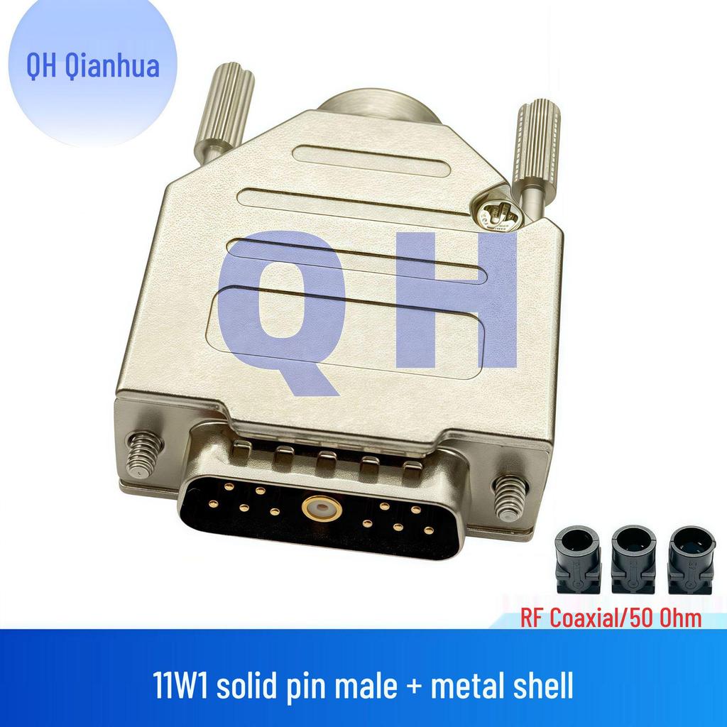 RF Coaxial 11W1 Male-Female Solder-Type Straight Plug and Socket D-SUB Connector