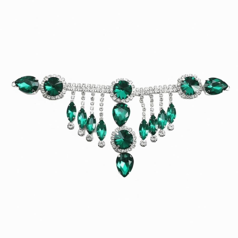 Цветное Стекло Кристалл Нашивка Ручная Работа Красный AB Стекло Алмазная Кисточка Золотые Цветы DIY Сварка Стразы Цепочка Отделка Свадебное Платье