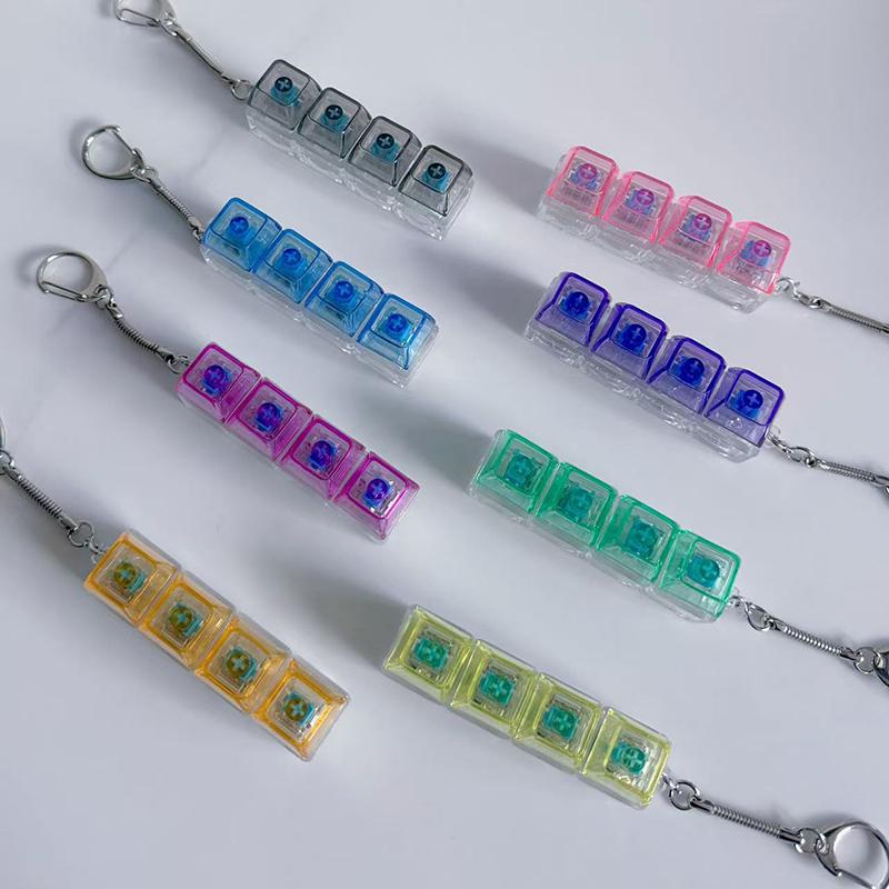 1Pc Light Up Keyboard Keychain Stress Relief Clickable Led Button Toy For People With Anxiety Office Desk Accessory