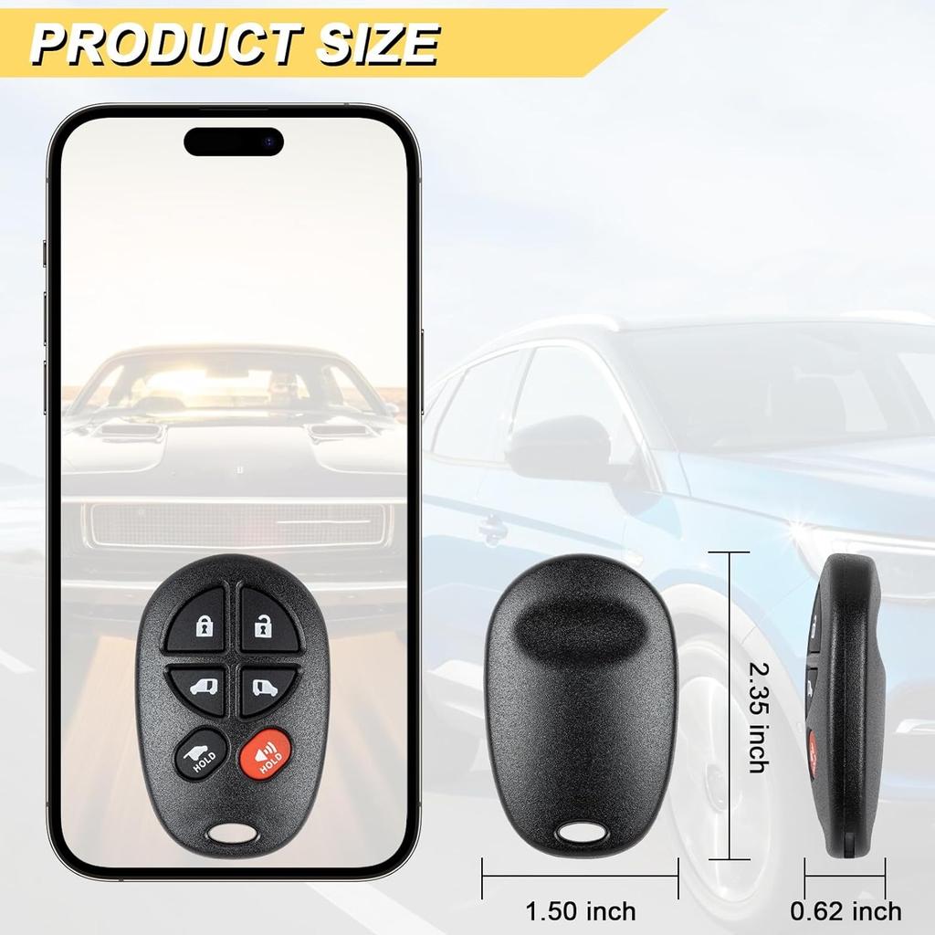 Key Fob Replacement for 2004-2018 Toyota Sienna Car Keyless Entry Remote Control, GQ43VT20T, 6 Buttons