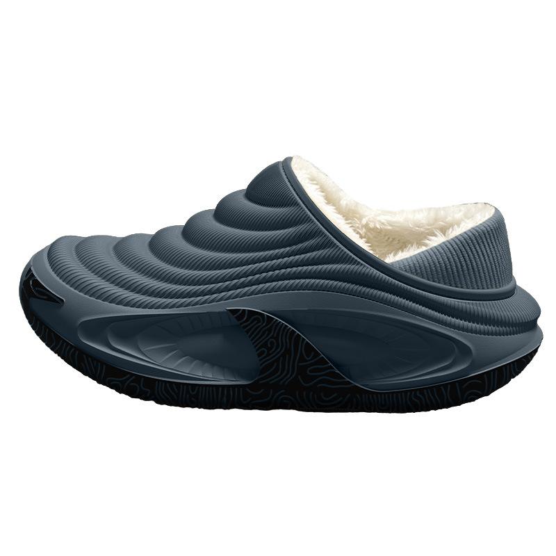 All-inclusive waterproof upper men's autumn and winter velvet warm thick sole non-slip indoor cotton slippers men
