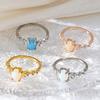 Hot-selling oval imitation Opal moon ring retro light luxury four-claw celebrity style diamond jewelry