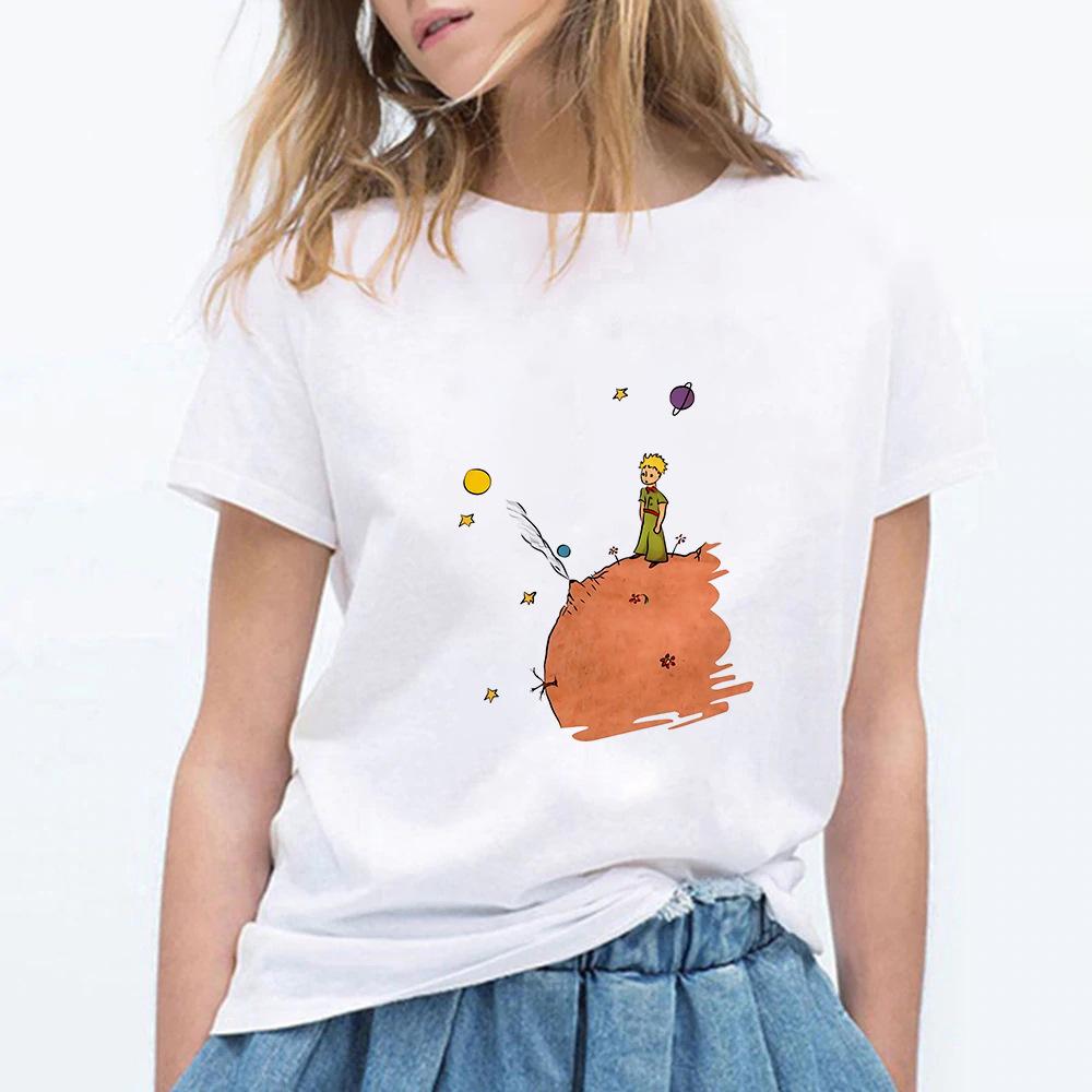 Little Prince White Print Women's Short Sleeve T-Shirt
