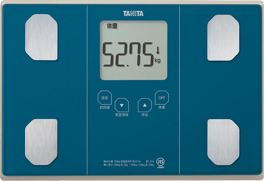 Tanita Body Composition with Automatic Recognition Storage Monitor, 50g, Blue, BC-314 BL, Function, Stand-Up