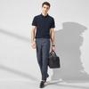 SANSAN Men's Silk Blend Breathable Embroidered Polo Shirt
