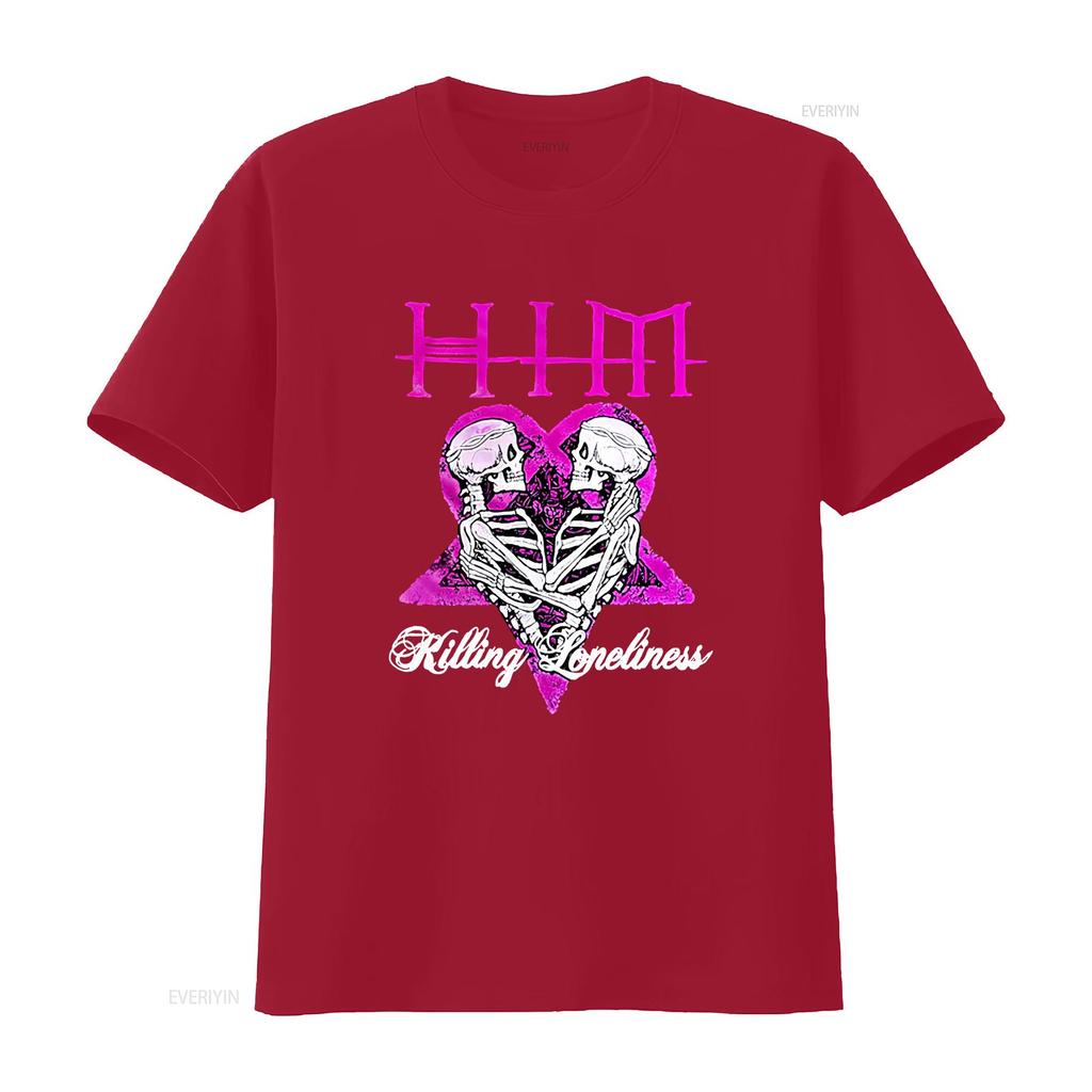 HIM Band T-Shirt gegen Einsamkeit Schwarz Alle Größen S XL F vintage gewaschen Unisex Designer Kleidung Streetwear Stilvoll