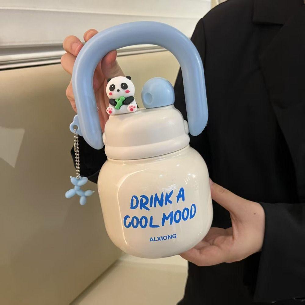 With Straw Insulated Water Bottle Large Capacity Office Double Drink Cup  Kid