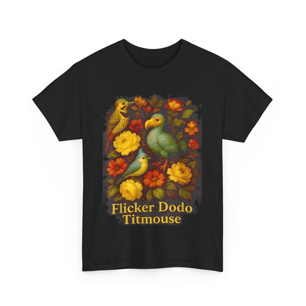 

Birds Shirt, Flicker Dodo Titmouse Birding Women Men Floral T-shirt 4XL