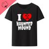 Bavlněné tričko Sematary I Love Haunted Mound Populární trend Tvar srdce Unisex Krátký rukáv Grafika Halloween Neformální trička