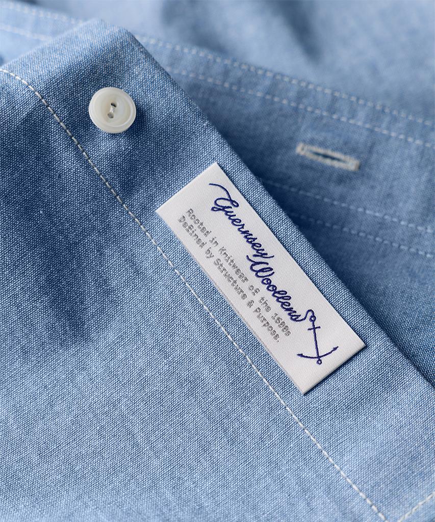 Geonjiulleunseu Chambray Work Short Sleeve Shirt - Light Blue