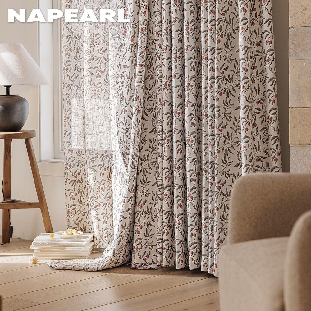 1 יחידה NAPEARL וילונות עבים לריפוי כפרי, וילונות האפלה עם הדפס פירות רטרו לחדר שינה, סלון, חלון לקישוט הבית