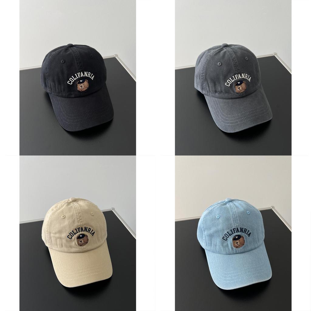 Colifanria Bear Embroidered Cotton Baseball Hat With Adjustable Fit For Sun Protection And Fashion
