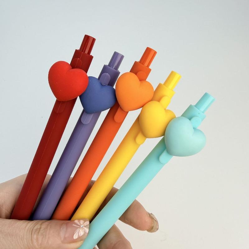 10Pcs Heart Shaped Neutral Pen Black Ink 0.7mm Forfor Wedding Party Office Stationery Colleagues Teacher Birthday Supply
