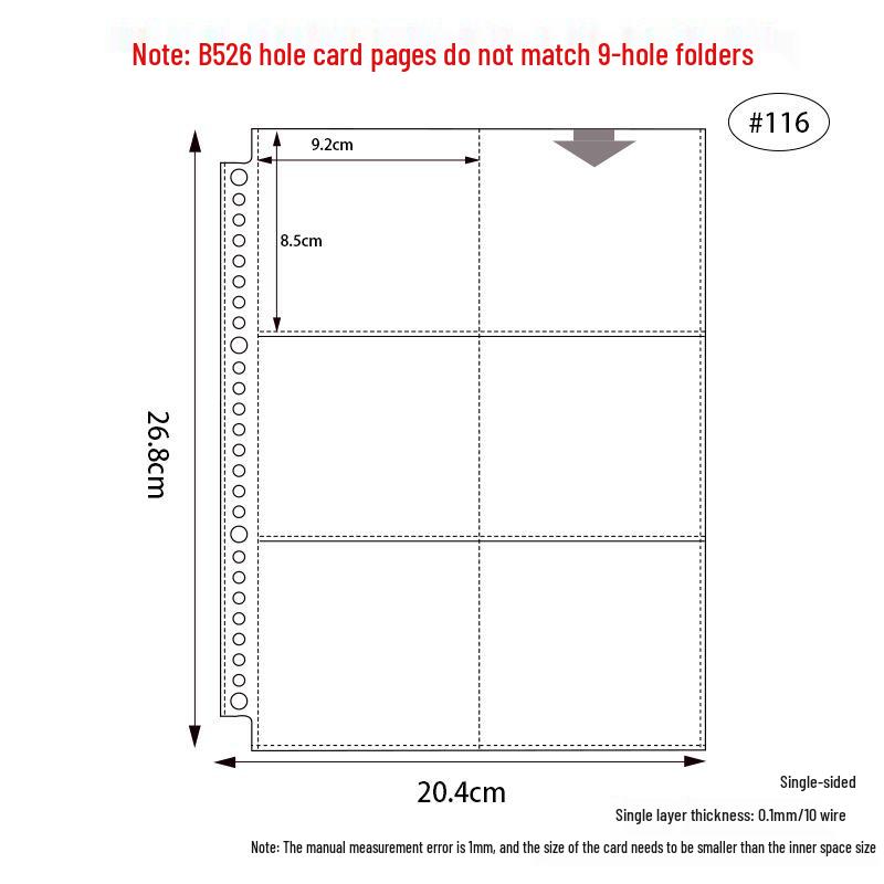 Transparent Card Album Inner Pages for A4/A5/A6/A7 Binders - Nine & Four Pocket Star Fandom Card Storage Refills