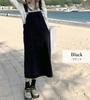 Teddy Denim Jumper Loose Medium Pants 453 Overalls, Skirt, All-in-One, Fit, Weight, Spring, Summer, Fall, Streetwear, (Black, L)