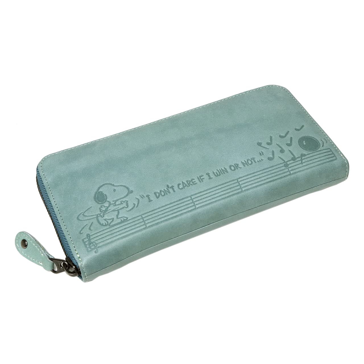 

73282 Long Wallet Round Zipper Embossed Genuine Leather Blue [Snoopy] Women s