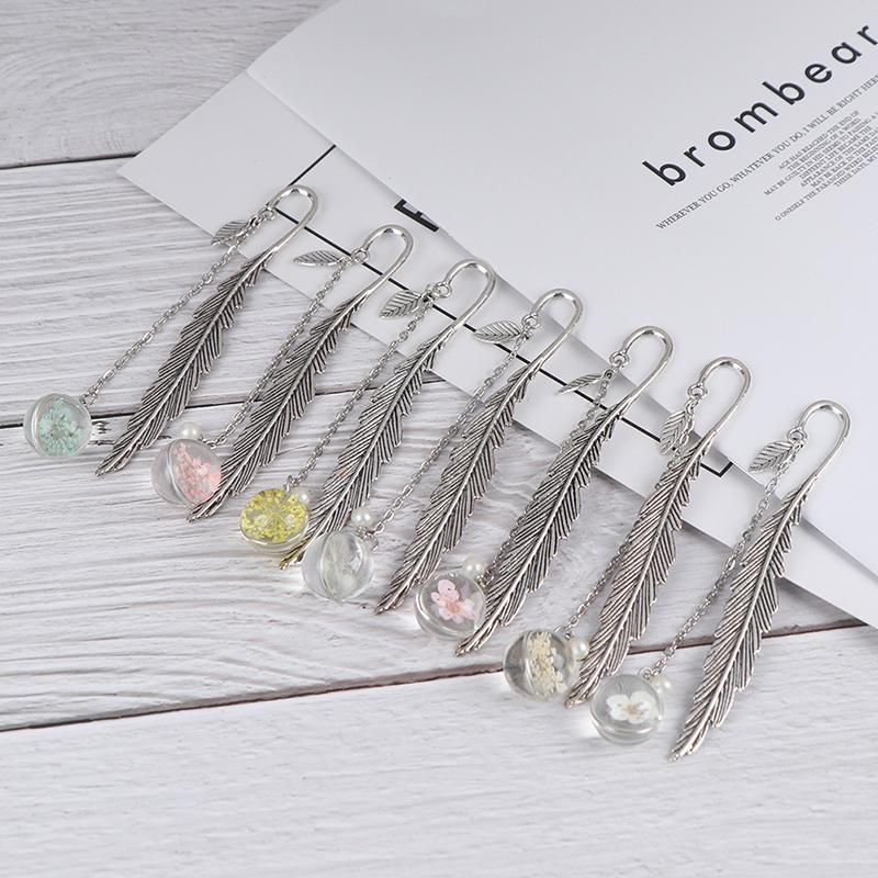 Flower Specimens Bookmark Pendant Metal Book Mark School Office Supply