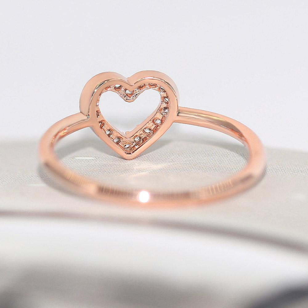 Double Fair Heart Rings For Women Female Rose Gold Color Zircon Party Daily Female Women's Midi Rings Fashion Jewelry R916