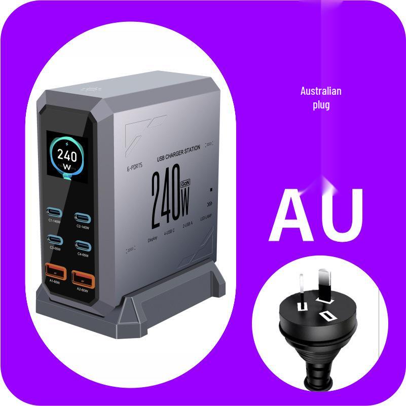 

240W GaN5 Charger with Dynamic Display: Multi-Port Fast Charging PD3.1 Smart Desktop Station