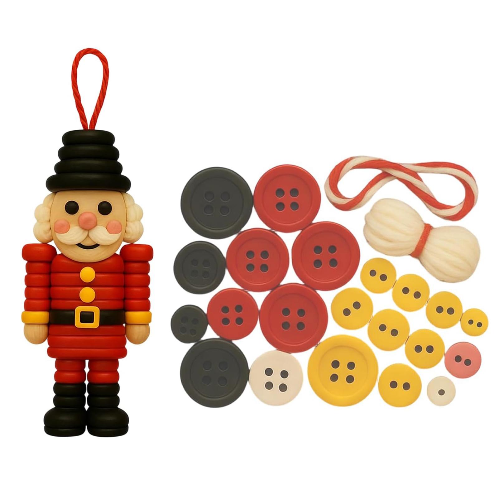 Christmas DIY Button Ornament Kits Handmade Button Santa Craft Kit Christmas Tree Shaped Christmas Decoration Hanging Ornament